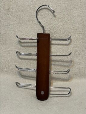 Vintage Michael Graves Brown Wood and Chrome Multi-Arm Accessory Hanger